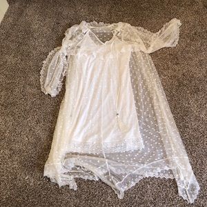 Boho White lace dress with slip underneath